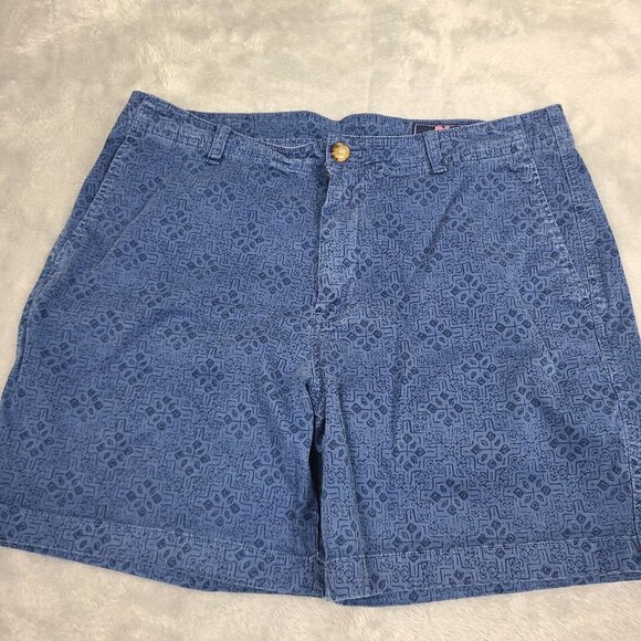 Vineyard Vines Mens 33 Hibiscus Border Dbay 7” Island Stretchy Casual Shorts - Picture 1 of 8